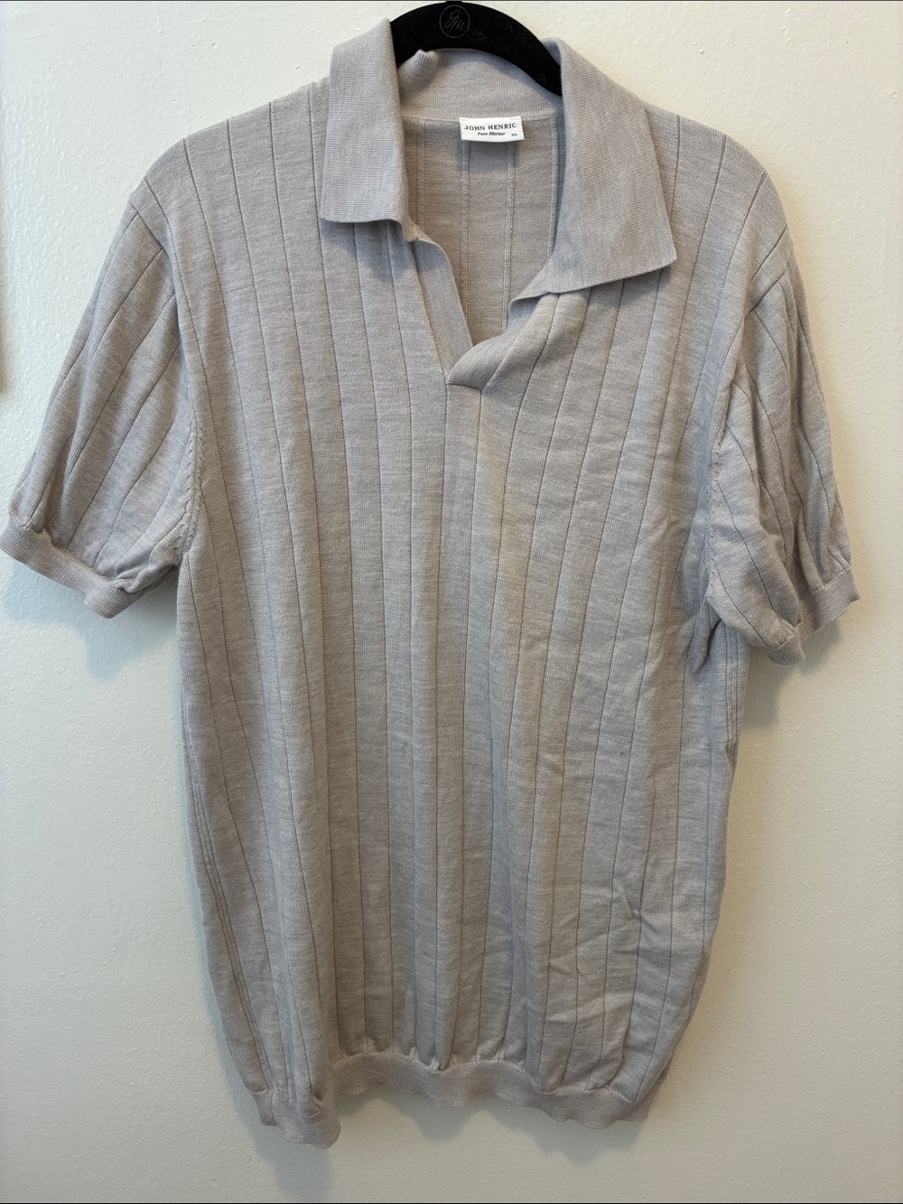 John Henric Light Gray Short Sleeve Ribbed Polo